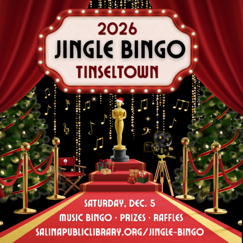 2026 Jinge Bingo: Tinseltown Saturday, December 5th Music Bingo, prizes, raffles salinapubliclibrary.org/jingle-bingo