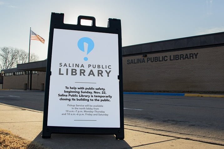 Sign explaining library closure